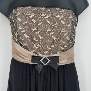 JESSICA MCCLINTOCK Gunne Saxs strapless gown embroidered sparkle beige  black 11